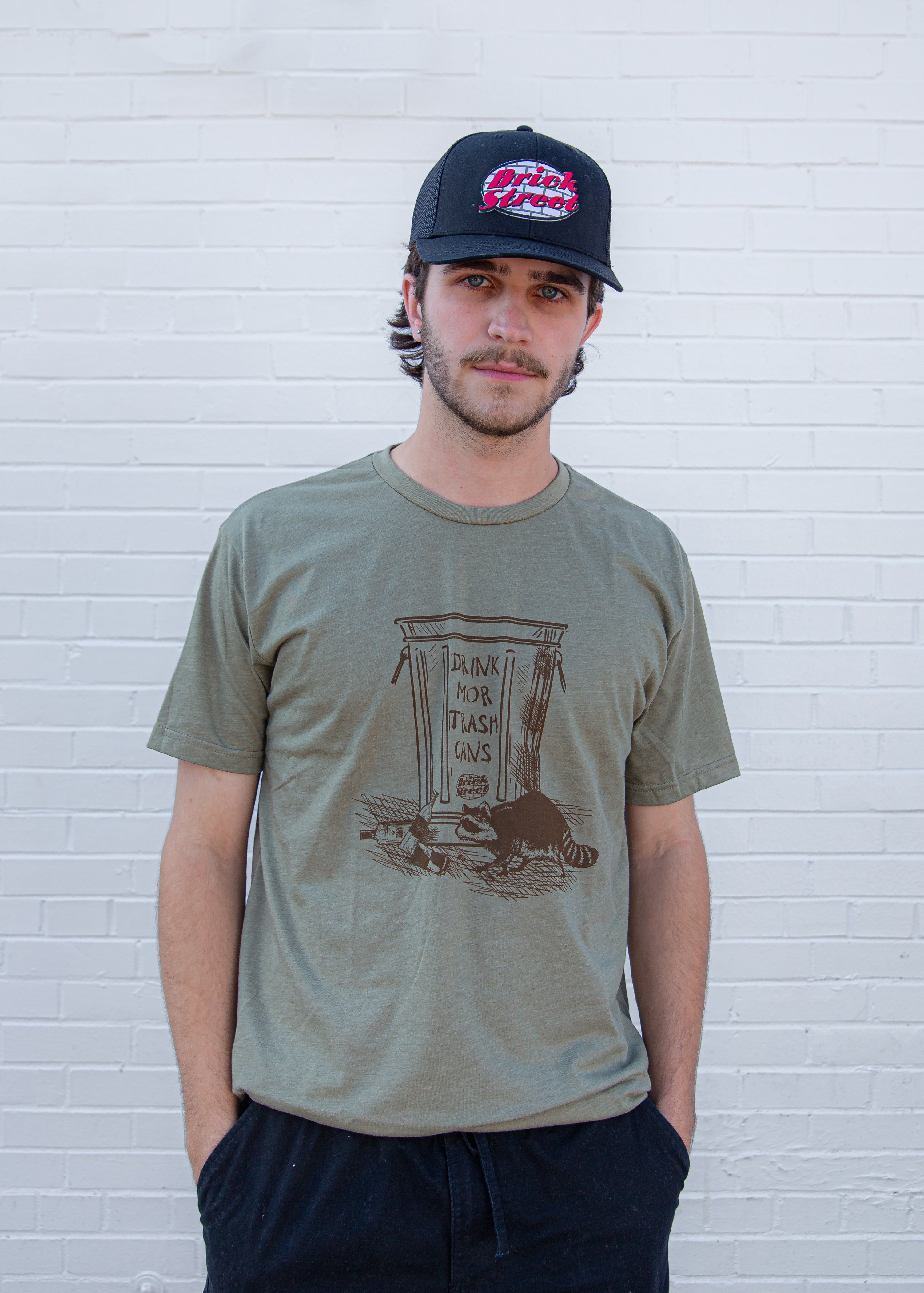 【BRICK】MARBLE WASH SLOGAN TEE Drink Mor Trashcans Tee